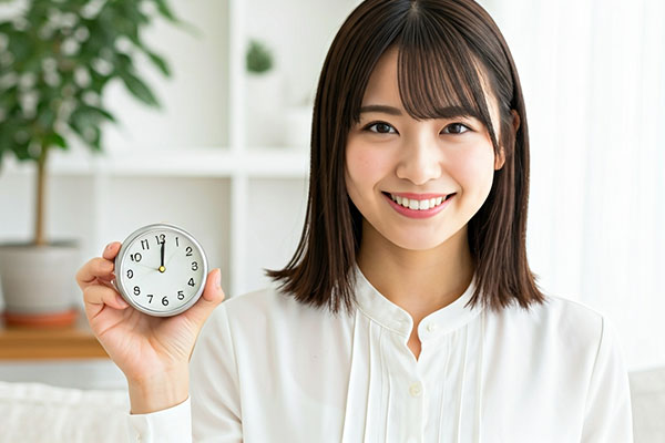 時計を持つ女性